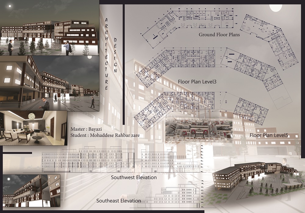 پروژه معماری – پروژه کامل مجتمع مسکونی (فایل اتوکد ، پوستر ، PSD)